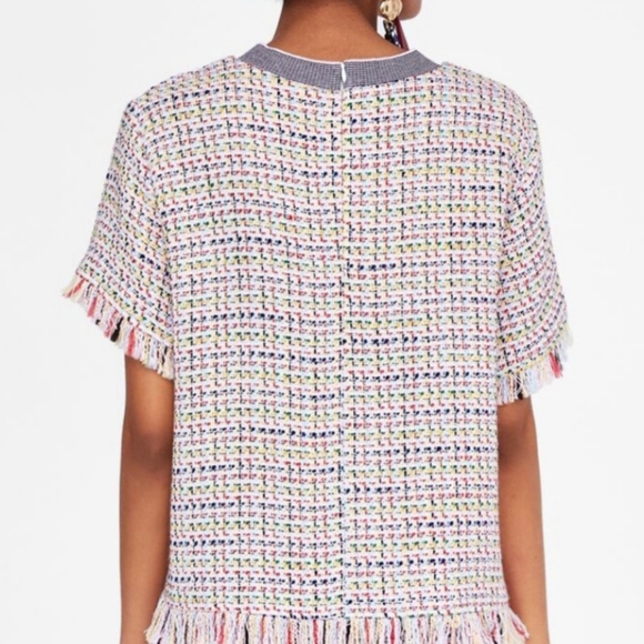 Zara Frayed Tweed Top - Picture 6 of 6